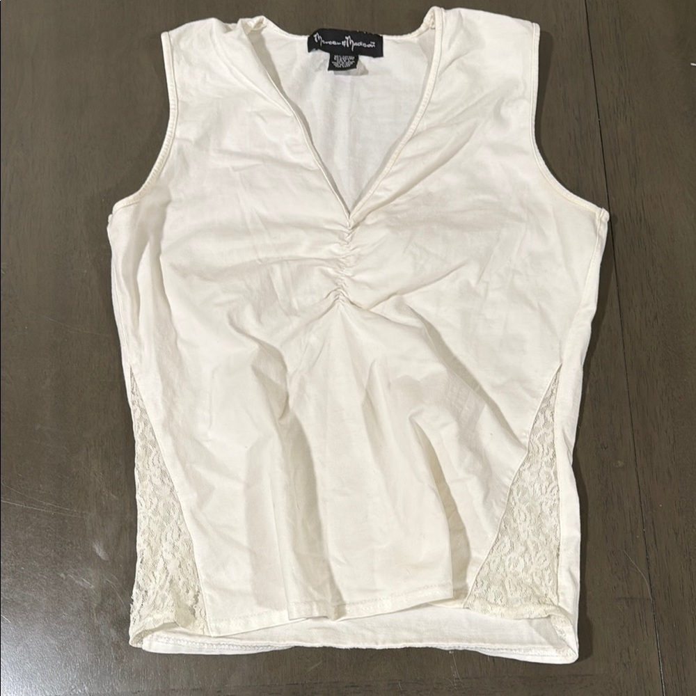 Mercer & Madison Ivory Tank with Lace Accents